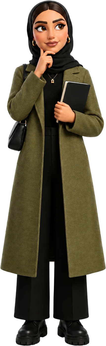 Ashbah's avatar holding a notebook, thinking